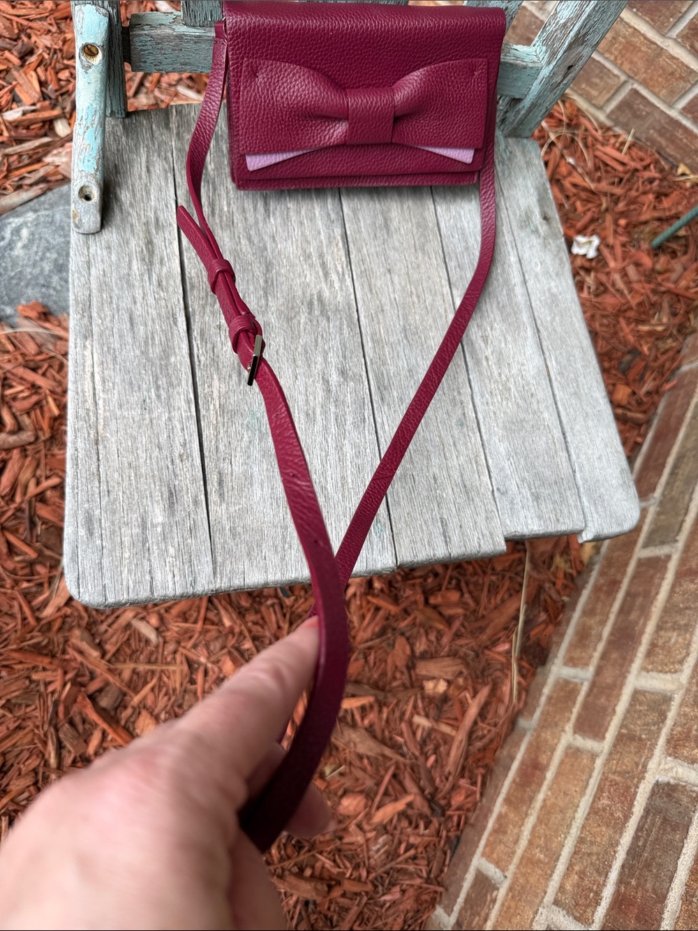 Kate spade โ ๏ธ Maroon Eden Lane Jacinda Crossbody Bag w/a darling bow ๐ accent - Picture 6 of 15